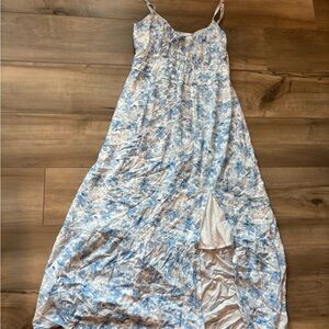 Hollister Blue and White Spaghetti Strap Sundress